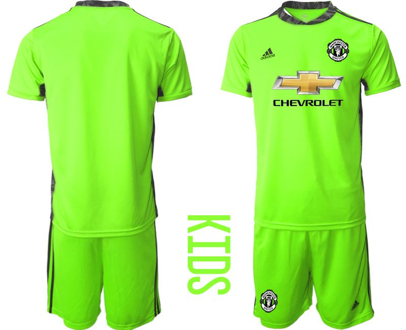 Youth 2020-2021 club Manchester United fluorescent green goalkeeper Soccer Jerseys